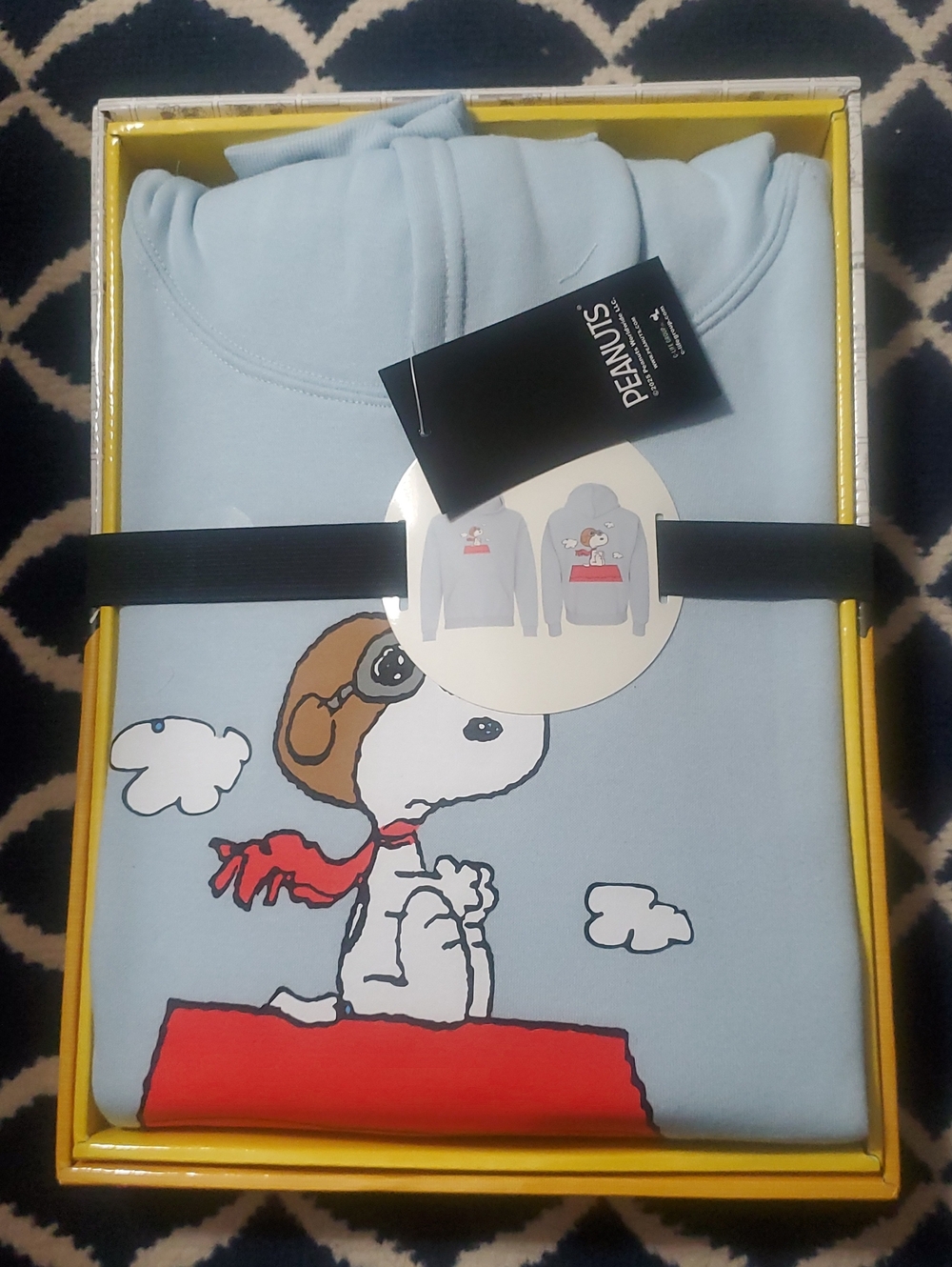 Peanuts Light Blue Snoopy Aviator Pajama Top with Red Accents